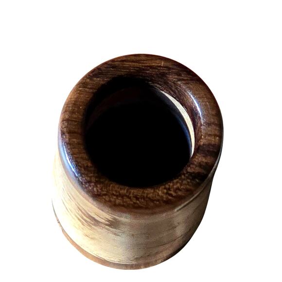 Handmade Toothpick Holder of Marquetry Pieced and Turned Wood - Picture 7 of 9